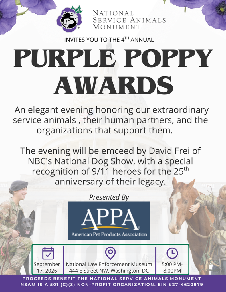 Purple Poppy Awards 2026 Supporting National Service Animals Monument